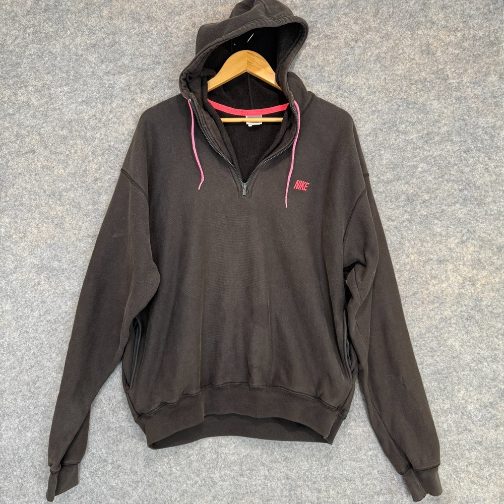 Vintage Nike Hoodie Sweatshirt Jacket 1/4 Zip Mens‎ Large 80s 90s Brown Pink USA